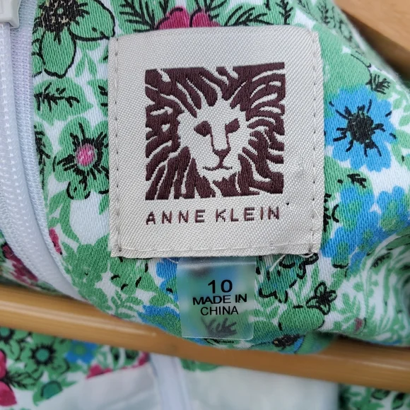 ANNE KLEIN Green Floral A-Line Fit & Flare Dress Size 10 - Picture 5 of 16